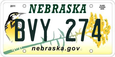NE license plate BVY274