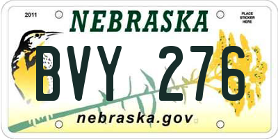 NE license plate BVY276