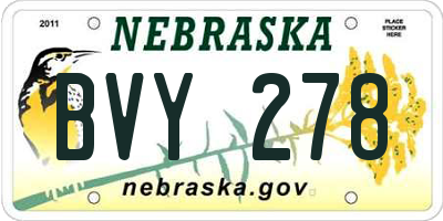 NE license plate BVY278