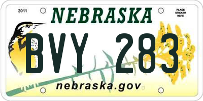 NE license plate BVY283