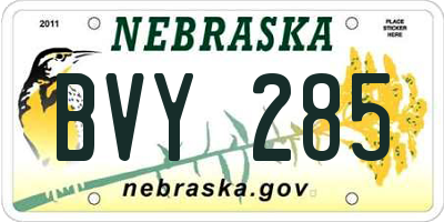 NE license plate BVY285