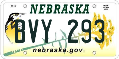 NE license plate BVY293