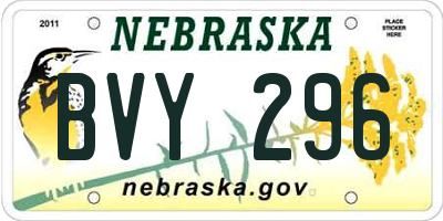 NE license plate BVY296