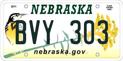 NE license plate BVY303