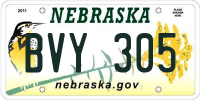 NE license plate BVY305