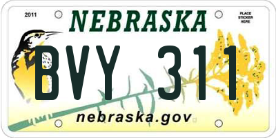 NE license plate BVY311