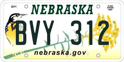 NE license plate BVY312