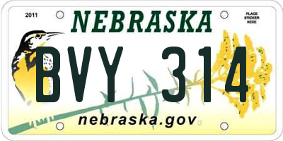 NE license plate BVY314