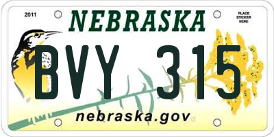 NE license plate BVY315