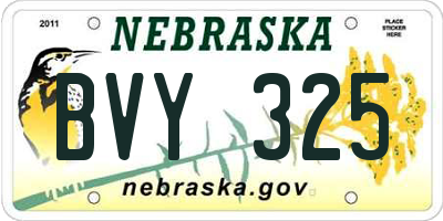 NE license plate BVY325