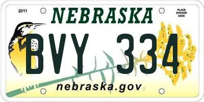 NE license plate BVY334