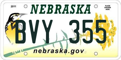 NE license plate BVY355