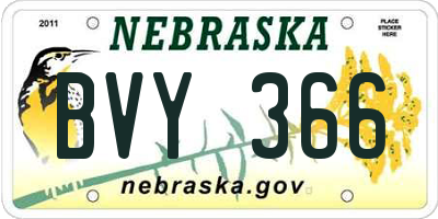 NE license plate BVY366