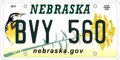 NE license plate BVY560