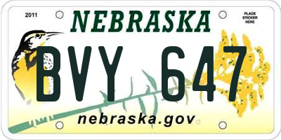 NE license plate BVY647