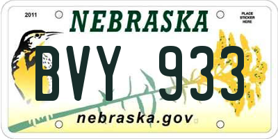 NE license plate BVY933