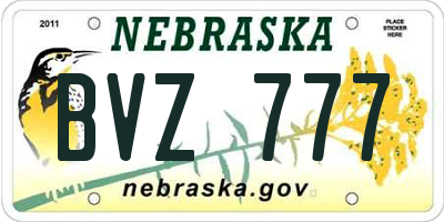 NE license plate BVZ777