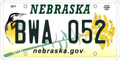 NE license plate BWA052
