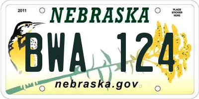NE license plate BWA124