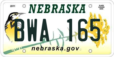 NE license plate BWA165