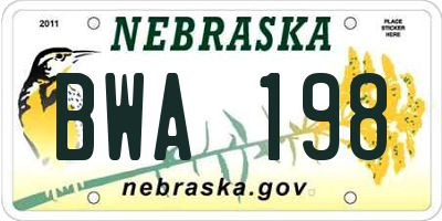 NE license plate BWA198