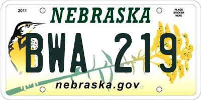 NE license plate BWA219