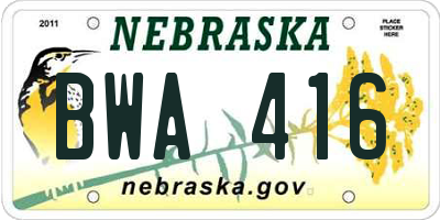 NE license plate BWA416