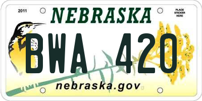 NE license plate BWA420