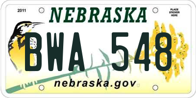 NE license plate BWA548