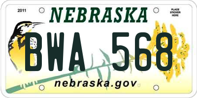 NE license plate BWA568