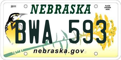 NE license plate BWA593