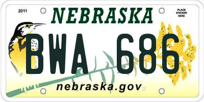 NE license plate BWA686