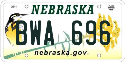 NE license plate BWA696