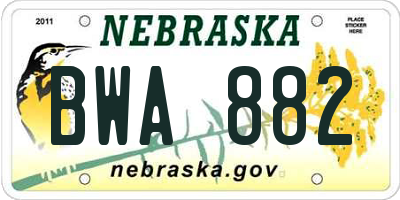 NE license plate BWA882