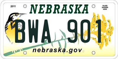 NE license plate BWA901