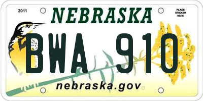 NE license plate BWA910