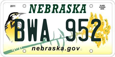 NE license plate BWA952
