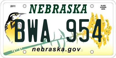 NE license plate BWA954