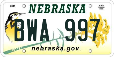NE license plate BWA997