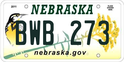 NE license plate BWB273