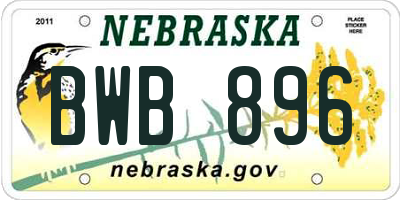 NE license plate BWB896