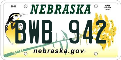NE license plate BWB942