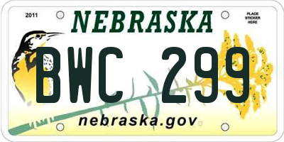 NE license plate BWC299