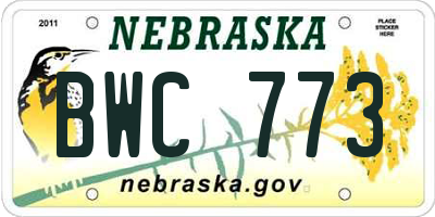 NE license plate BWC773