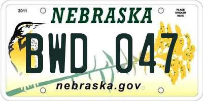 NE license plate BWD047