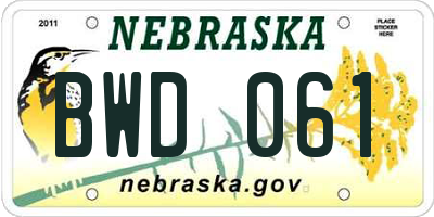 NE license plate BWD061