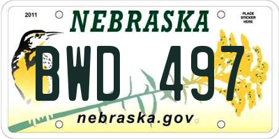NE license plate BWD497