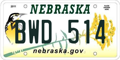 NE license plate BWD514