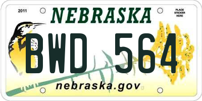 NE license plate BWD564