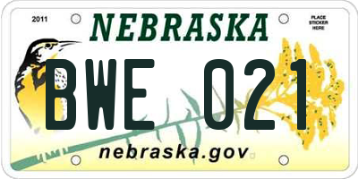 NE license plate BWE021